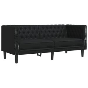 vidaXL Chesterfield-Sofa 2-Sitzer Schwarz Kunstleder