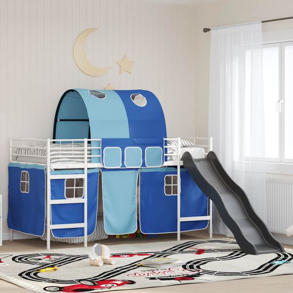vidaXL Kinder-Etagenbett Wei&szlig; und Blau 99,5 x 200 cm Metall