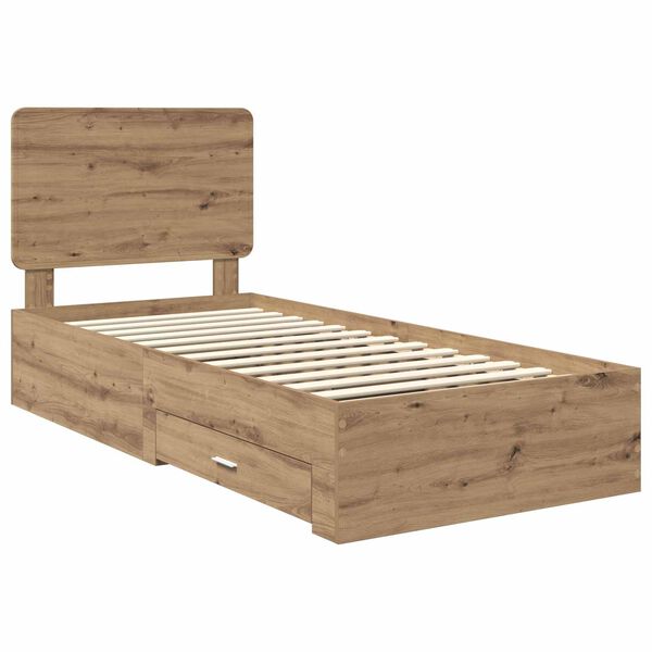 vidaXL Bettrahmen mit Kopfteil Artisan-Eiche 90 x 200 cm Holzwerkstoff