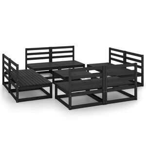 vidaXL 9-tlg. Garten-Lounge-Set Schwarz Massivholz Kiefer