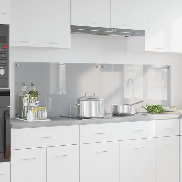 vidaXL K&uuml;chenr&uuml;ckwand 2 pcs Hellgrau 90 x 50 cm Geh&auml;rtetes Glas