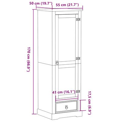 vidaXL Kleiderschrank Corona 55x50x170 cm Massivholz Kiefer