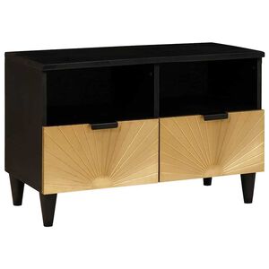 vidaXL TV-Schr&auml;nk Schwarz und Gold 70 x 33 x 46 cm Holzwerkstoff