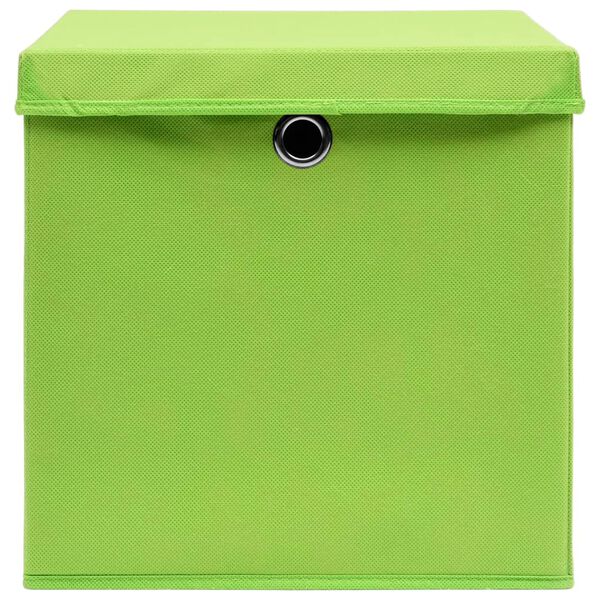 vidaXL Aufbewahrungsboxen mit Deckeln 10 Stk. Gr&uuml;n 32x32x32 cm Stoff