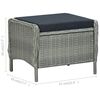 vidaXL 3-tlg. Garten-Lounge-Set mit Auflagen Poly Rattan Hellgrau