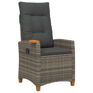 vidaXL Liegestuhl mit Teeteller 62 x 64 x 112 cm Poly-Rattan