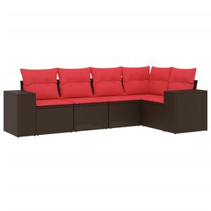 vidaXL 5-teiliges Gartensofa-Set mit Kissen, braun, Polyrattan