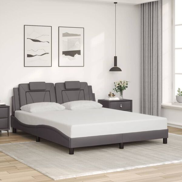 vidaXL Bettgestell "Viana" mit LED ohne Matratze Grau 160x200 cm