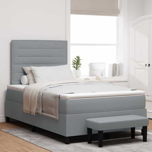 vidaXL Boxspringbett mit Matratze Hellgrau 120 x 200 cm Stoff