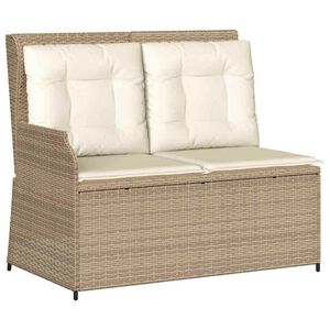 vidaXL Gartenbank mit Kissen Beige Poly Rattan