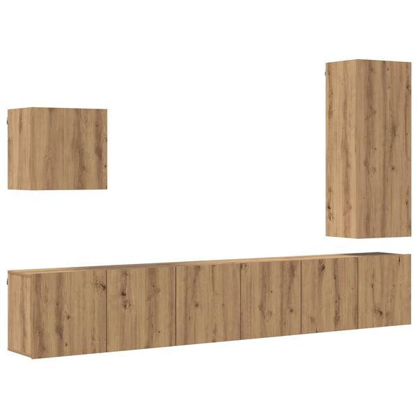vidaXL TV-Wandm&ouml;bel Wandmontiert 5 pcs Artisan-Eiche Holzwerkstoff