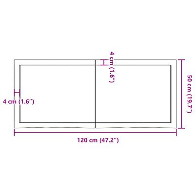 vidaXL Wandregal 120x50x(2-4) cm Massivholz Eiche Unbehandelt