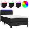 vidaXL Boxspringbett mit Matratze & LED Schwarz 90x190 cm Stoff