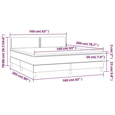 vidaXL Boxspringbett Matratze Cappuccino-Braun 160x200 cm Kunstleder