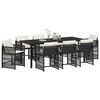 vidaXL Garten Essgruppe 9 pcs Schwarz Poly-Rattan