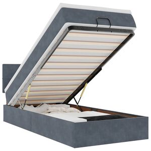 vidaXL Ottoman-Bett mit Matratze & LEDs Dunkelgrau 100x200 cm Samt