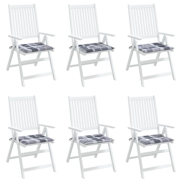 vidaXL Gartenstuhl-Kissen 6 Stk. Grau Karomuster 40x40x4 cm