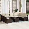 vidaXL Sofa Set mit Kissen 10 pcs Braun und Weiß Poly-Rattan