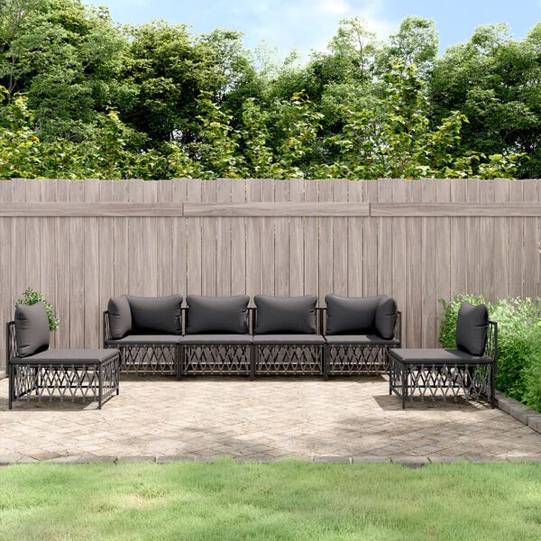 vidaXL 6-tlg. Garten-Lounge-Set mit Kissen Anthrazit Stahl