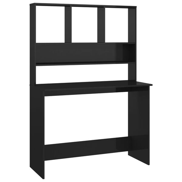 vidaXL Schreibtisch mit Regalen Hochglanz-Schwarz 110x45x157 cm
