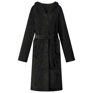 vidaXL Bademantel Hoodie Schwarz XL Flanell