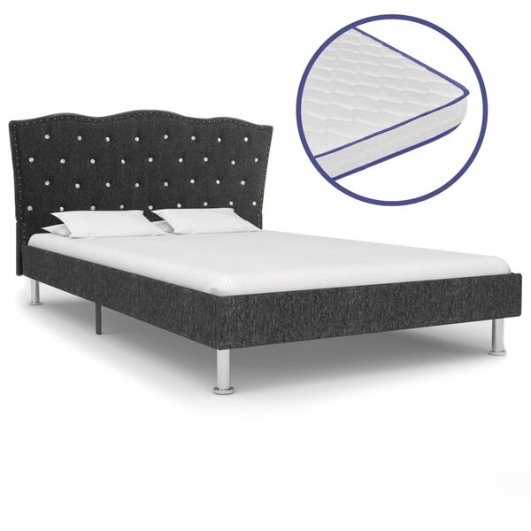 vidaXL Bett mit Memory-Schaum-Matratze Dunkelgrau Stoff 140&times;200 cm