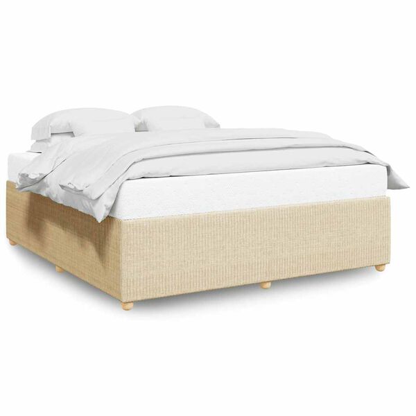 vidaXL Bettgestell ohne Matratze Creme 200x200 cm Stoff