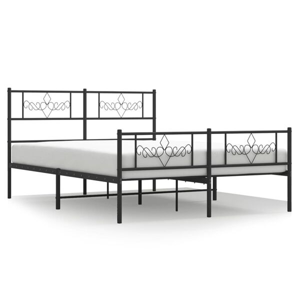 vidaXL Bettgestell mit Kopf- und Fu&szlig;teil Metall Schwarz 140x190 cm