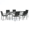 vidaXL 7-tlg. Garten-Essgruppe mit Kissen Poly Rattan und Stahl