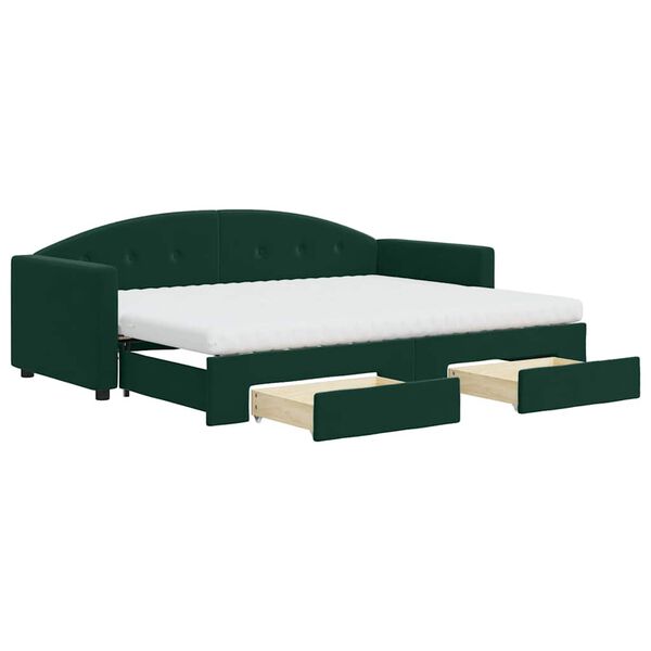 vidaXL Tagesbett Ausziehbar mit Schubladen Dunkelgr&uuml;n 80x200 cm Samt