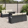 vidaXL Gartensofa-set mit Kissen 7 pcs Schwarz Poly Rattan
