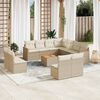 vidaXL 12-tlg. Garten-Sofagarnitur mit Kissen Beige Poly Rattan