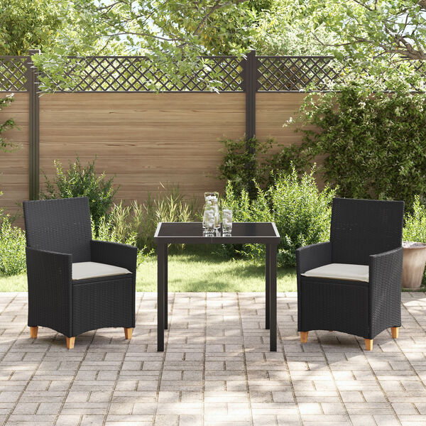 vidaXL Garten Essgruppe 9 pcs Schwarz Poly-Rattan
