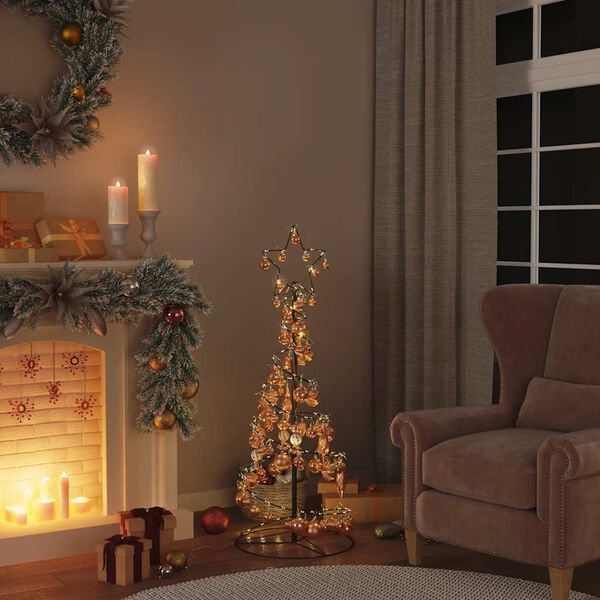 vidaXL LED Weihnachtsbaum mit Kugeln 80 LEDs Warmwei&szlig; 120 cm