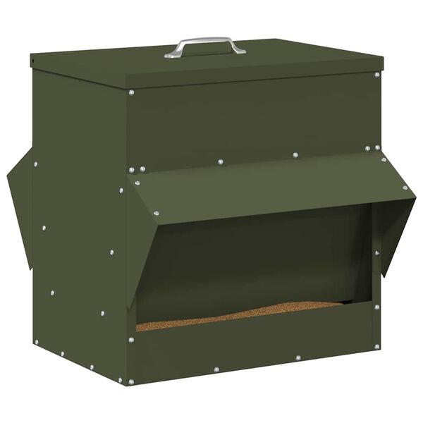 vidaXL H&uuml;hnerf&uuml;tterer Olive Gr&uuml;n 40,5 x 45 x 41 cm Kaltgewalzter Stahl