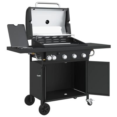 vidaXL Gasgrill mit 5 Flammen Schwarz Pulverbeschichteter Stahl