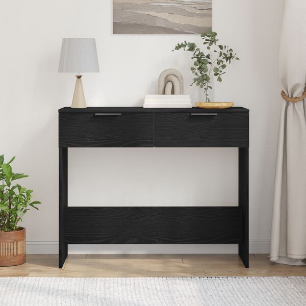 vidaXL Konsolentisch mit Speicher Schwarz Eichen-Optik 30 x 36 x 75 cm