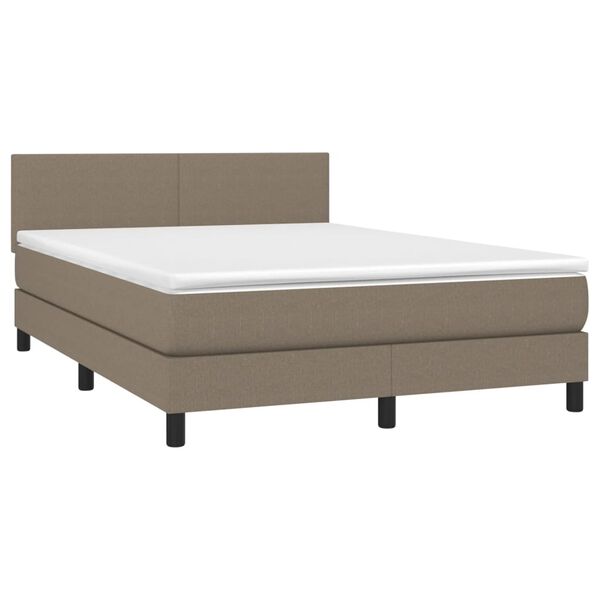 vidaXL Boxspringbett mit Matratze & LED Taupe 140x190 cm Stoff