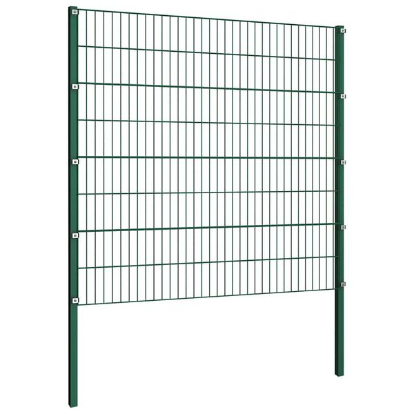 vidaXL Zaunelement mit Pfosten Eisen 176,5 x 160 cm Gr&uuml;n