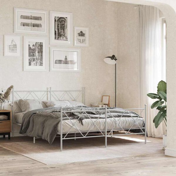 vidaXL Ersatz-Kopfteil Metall Wei&szlig; 160 cm