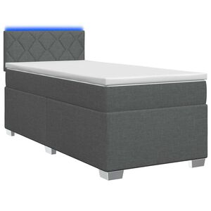 vidaXL Boxspringbett mit Matratze und LED Dunkelgrau 80 x 200 cm Stoff