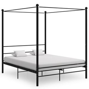vidaXL Himmelbett Schwarz Metall 160x200 cm