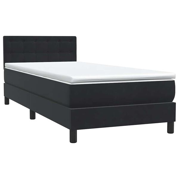 vidaXL Boxspringbett mit Matratze Schwarz 80x220 cm Samt