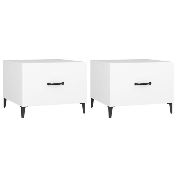 vidaXL Couchtische mit Metallbeinen 2 Stk. Wei&szlig; 50x50x40 cm