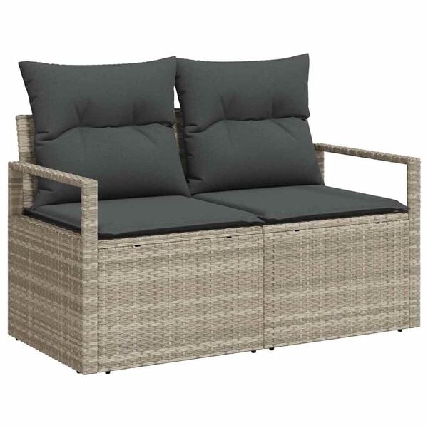 vidaXL Sofa Set mit Kissen 6 pcs Hellgrau und Dunkelgrau Poly-Rattan