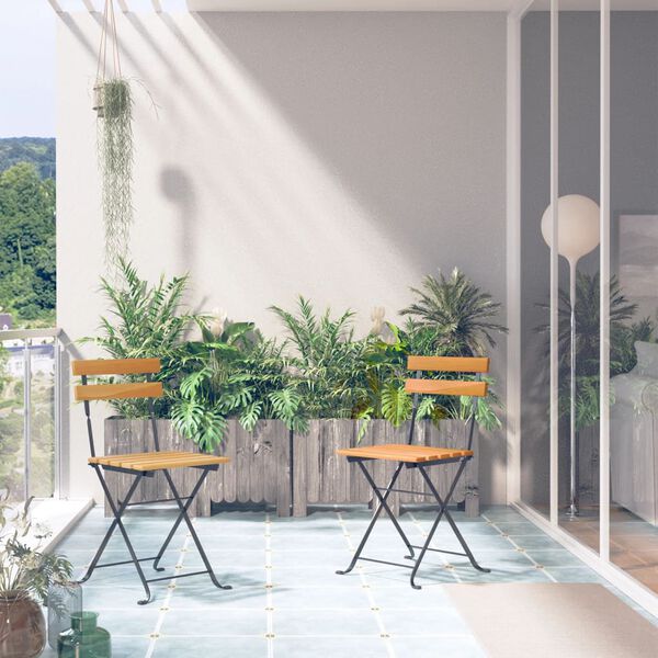 vidaXL Klappbare Gartenst&uuml;hle 2 Stk. Stahl und Massivholz Akazie