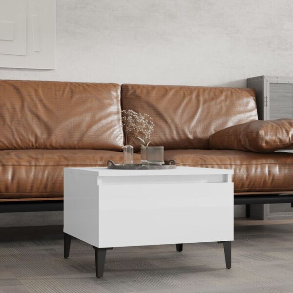 vidaXL Beistelltisch Hochglanz-Wei&szlig; 50x46x35 cm Holzwerkstoff