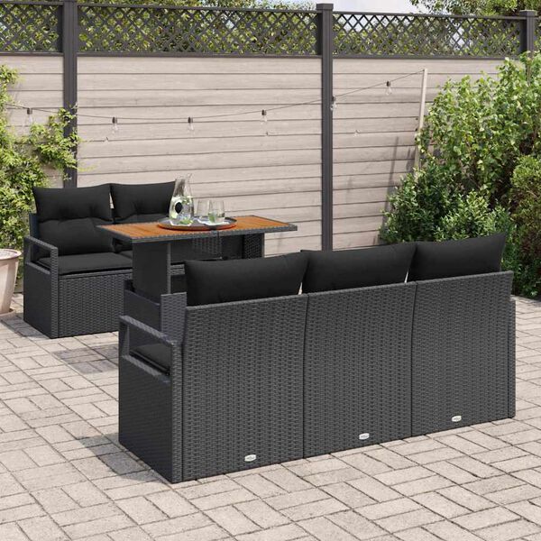 vidaXL Garten-Sofa-Set mit Kissen 6 pcs Schwarz