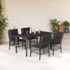 vidaXL 5-tlg. Garten-Essgruppe mit Kissen Schwarz Poly Rattan