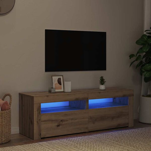 vidaXL TV-Schrank mit LED Artisan-Eiche 120x35x40 cm Holzwerkstoff